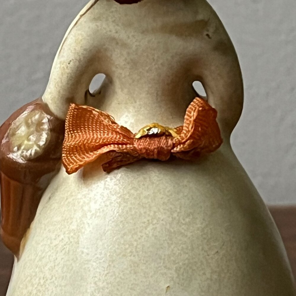 Mid-Century Japanese Ceramic Flower Girl Clay Bell 5.25" Vintage - Picture 10 of 14